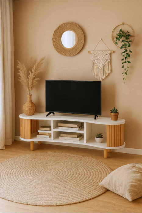 Hanah Home Soporte para TV Tokyo Blanco y Natural